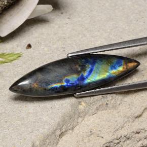 Espectrolita multicolorido natural 4,89ct, marquise, opaco