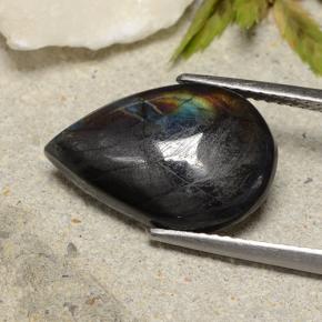 Espectrolita multicolorido natural 4,80ct, formato de pêra, opaco