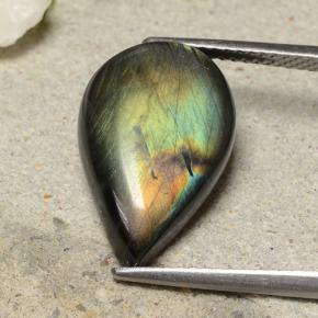 Spectrolite Multicolorido Natural 6.53ct, Formato de pêra, Opaco