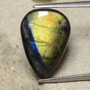 Espectrolita multicolorido natural 8,06ct, formato de pêra, opaco