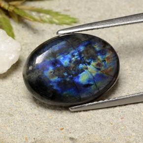 Espectrolita multicolorido natural 5,25ct, corte oval, opaco