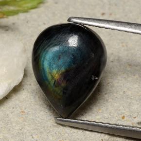 Espectrolita multicolorido natural 3,05ct, formato de pêra, opaco