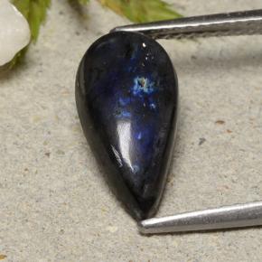 Espectrolita multicolorido natural 2,30ct, formato de pêra, opaco
