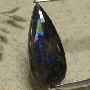 Espectrolita multicolorido natural 3,37ct, formato de pêra, opaco
