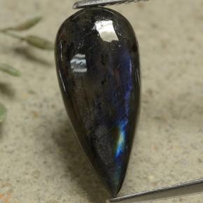 Espectrolita multicolorido natural 3,37ct, formato de pêra, opaco