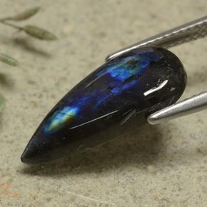 Espectrolita multicolorido natural 3,37ct, formato de pêra, opaco