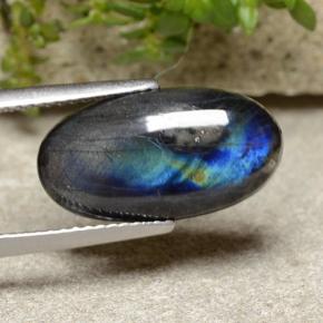 Espectrolita multicolorido natural 3,73ct, corte oval, opaco