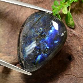 Espectrolita multicolorido natural 15,34ct, formato de pêra, opaco