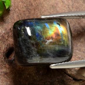 Spectrolite Multicolorido Natural 10.12ct, baguete, Opaco