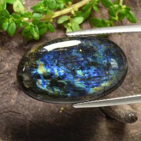 Espectrolita multicolorido natural 12,54ct, corte oval, opaco