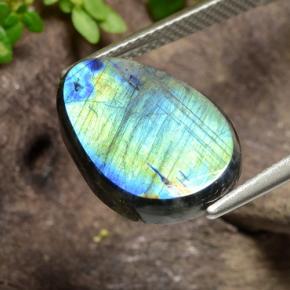 Espectrolita multicolorido natural 4,55ct, formato de pêra, opaco