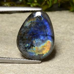 Espectrolita multicolorido natural 5,27ct, formato de pêra, opaco