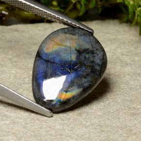 Espectrolita multicolorido natural 5,27ct, formato de pêra, opaco