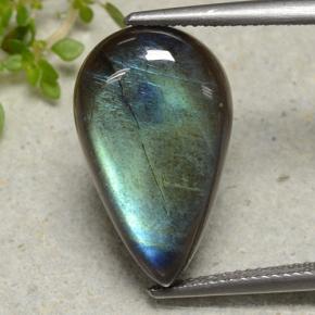 Espectrolita multicolorido natural 9,19ct, formato de pêra, opaco