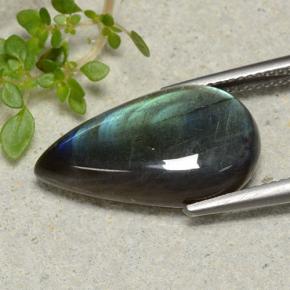 Espectrolita multicolorido natural 9,19ct, formato de pêra, opaco