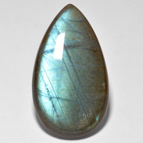 Espectrolita multicolorido natural 20,16ct, formato de pêra, translúcido