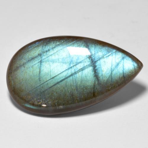 Espectrolita multicolorido natural 20,16ct, formato de pêra, translúcido