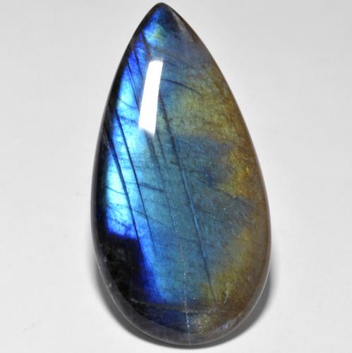 Espectrolita multicolorido natural 21,05ct, formato de pêra, translúcido