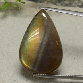 Espectrolita multicolorido natural 16,83ct, formato de pêra, translúcido
