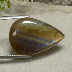 Espectrolita multicolorido natural 16,83ct, formato de pêra, translúcido