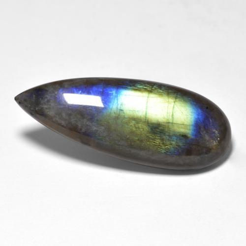 Espectrolita multicolorido natural 15,79ct, formato de pêra, translúcido