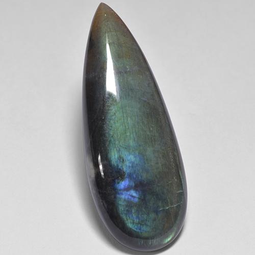 Espectrolita multicolorido natural 16,58ct, formato de pêra, opaco