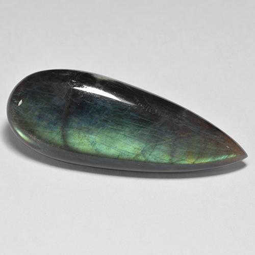 Espectrolita multicolorido natural 16,58ct, formato de pêra, opaco