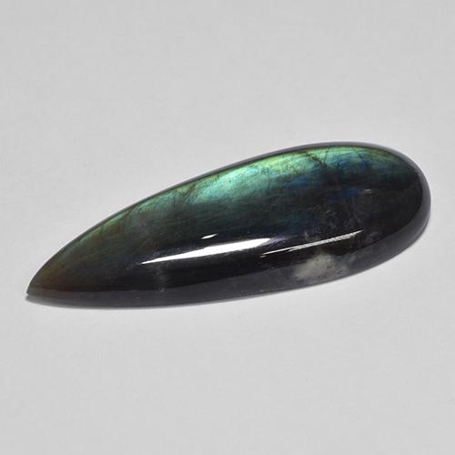 Espectrolita multicolorido natural 16,58ct, formato de pêra, opaco