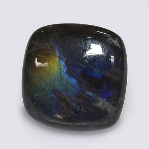 Espectrolita multicolorido natural 19,29ct, almofada cortada, opaco