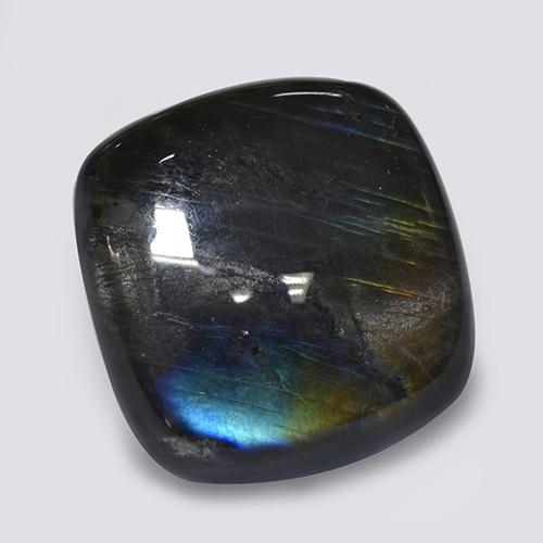 Espectrolita multicolorido natural 19,29ct, almofada cortada, opaco