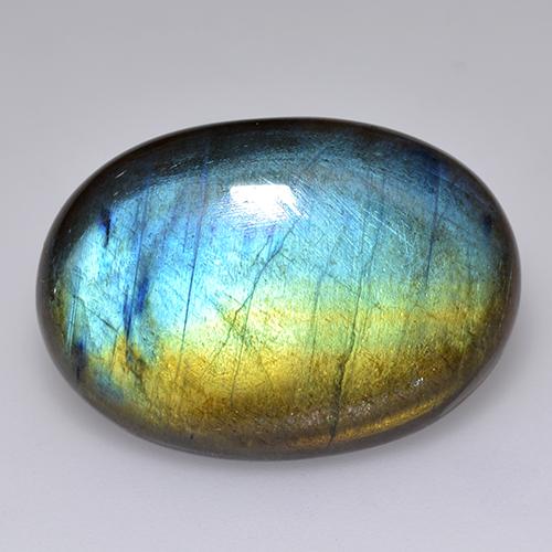 Espectrolita multicolorido natural 17,91ct, corte oval, translúcido