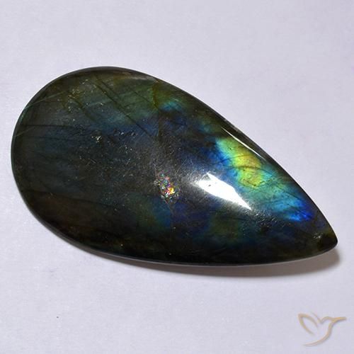 Espectrolita multicolorido natural 38,11ct, almofada cortada, opaco