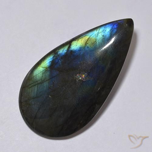 Espectrolita multicolorido natural 38,11ct, almofada cortada, opaco