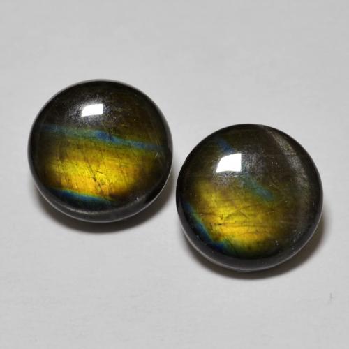 Pedras preciosas de espectrolita multicolorido natural de 3,66 ct, corte redondo, opaco