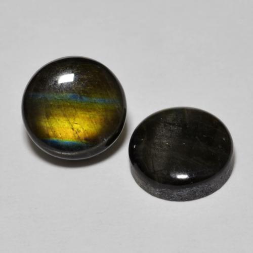 Pedras preciosas de espectrolita multicolorido natural de 3,66 ct, corte redondo, opaco