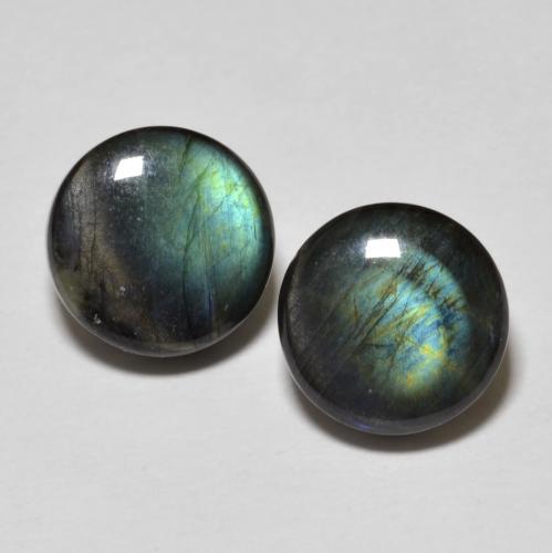 Pedras preciosas de espectrolita multicolorido natural de 3,91 ct, corte redondo, opaco