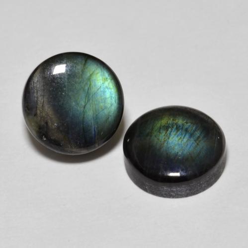Pedras preciosas de espectrolita multicolorido natural de 3,91 ct, corte redondo, opaco