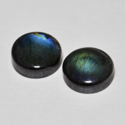 Pedras preciosas de espectrolita multicolorido natural de 3,91 ct, corte redondo, opaco