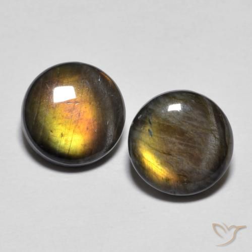 Pedras preciosas de espectrolita multicolorido natural de 3,77 ct, corte redondo, opaco
