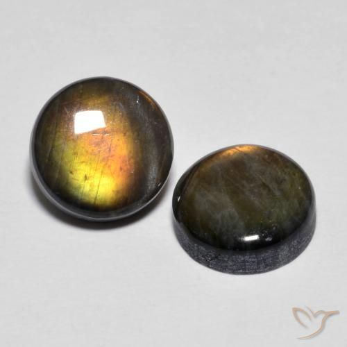 Pedras preciosas de espectrolita multicolorido natural de 3,77 ct, corte redondo, opaco