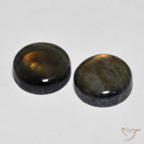 Pedras preciosas de espectrolita multicolorido natural de 3,77 ct, corte redondo, opaco