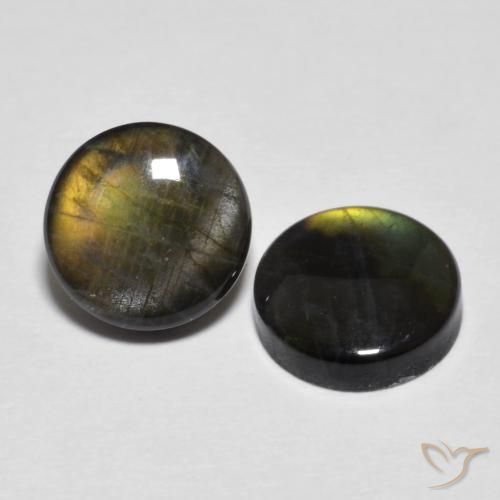 Pedras preciosas de Spectrolite Multicolorido natural de 3.53 ct, Redondo, Opaco