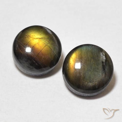 Pedras preciosas de espectrolita multicolorido natural de 1,91 ct, corte redondo, opaco
