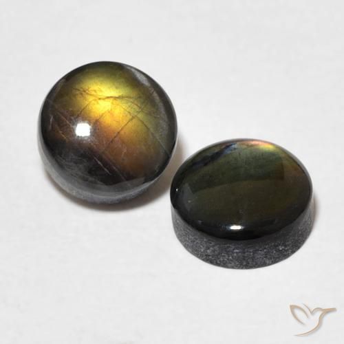 Pedras preciosas de espectrolita multicolorido natural de 1,91 ct, corte redondo, opaco