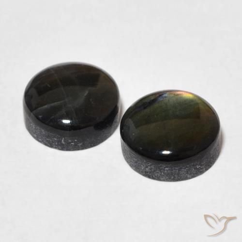 Pedras preciosas de espectrolita multicolorido natural de 1,91 ct, corte redondo, opaco