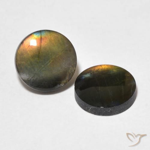 Pedras preciosas de Spectrolite Multicolorido natural de 2.71 ct, Redondo, Opaco