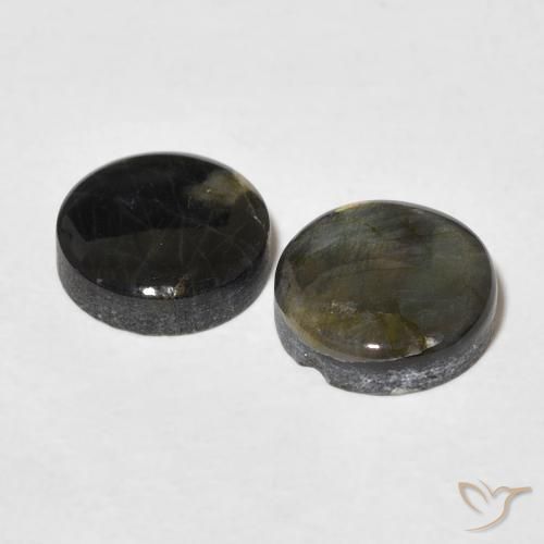 Pedras preciosas de Spectrolite Multicolorido natural de 3.41 ct, Redondo, Opaco