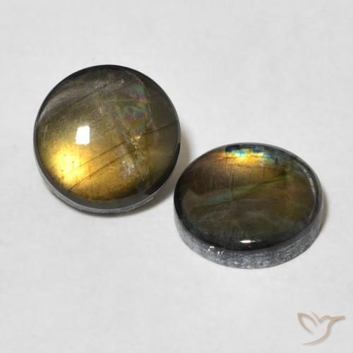 Pedras preciosas de Spectrolite Multicolorido natural de 3.16 ct, Redondo, Opaco