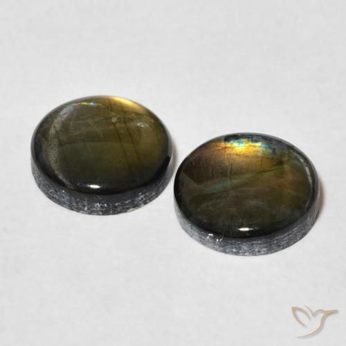 Pedras preciosas de Spectrolite Multicolorido natural de 3.16 ct, Redondo, Opaco