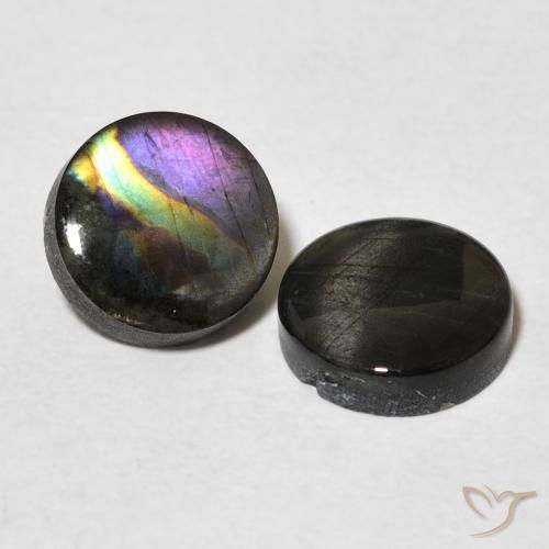 Pedras preciosas de espectrolita multicolorido natural de 3,38 ct, corte redondo, opaco